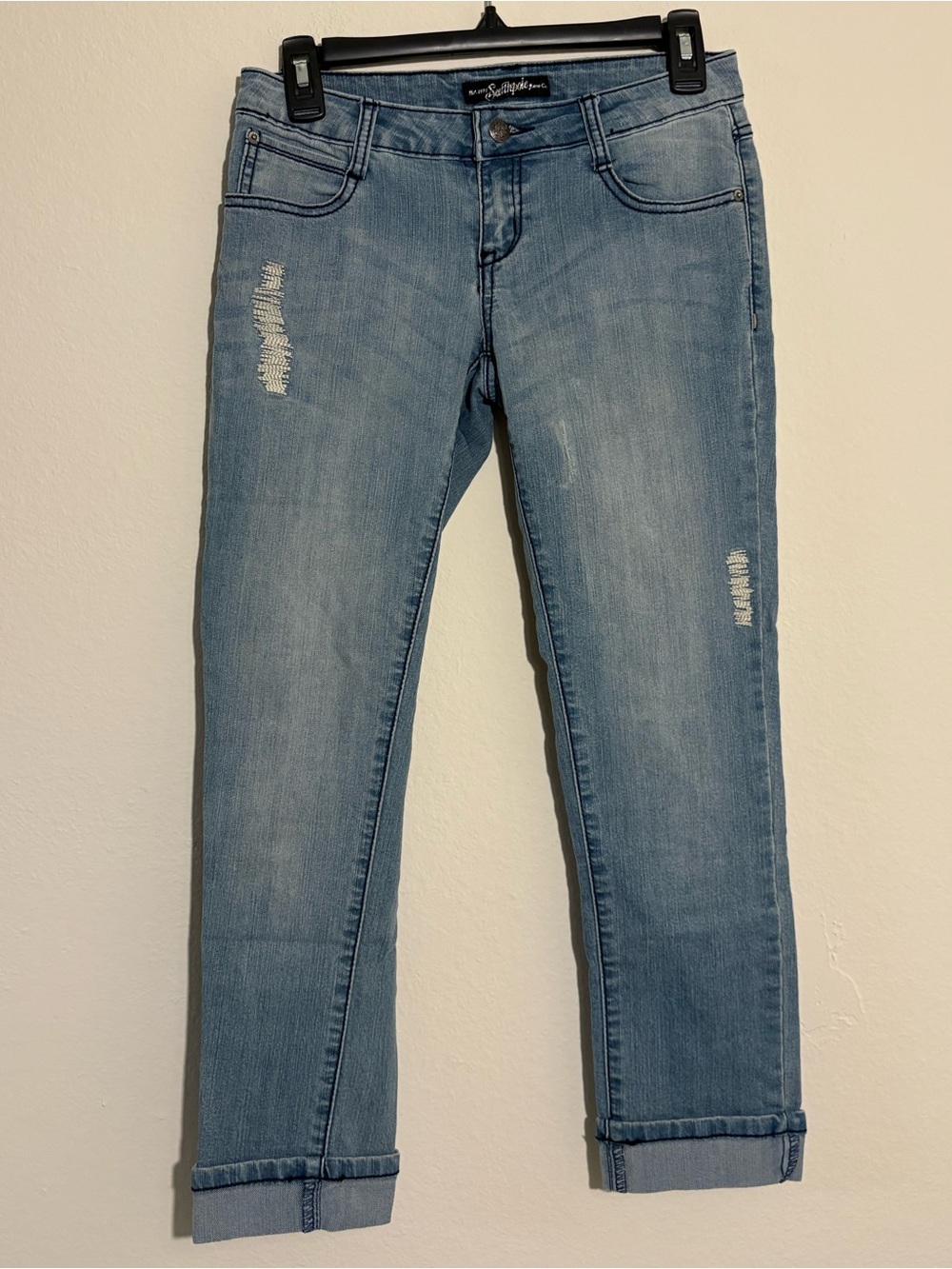 Y2K Vintage Southpole Jeans Size 3 Light Wash Embroidered Pockets